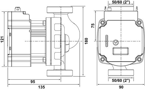 Circulateur chauffage automatique 2''(45/60) - 180 mm - Somatherm